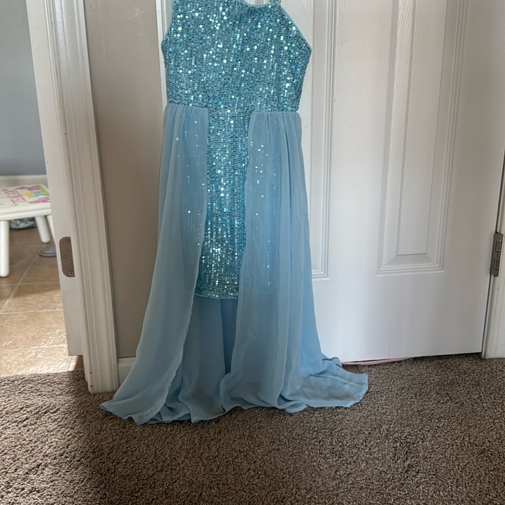 Grace Karin Blue Sequin Halter Gown